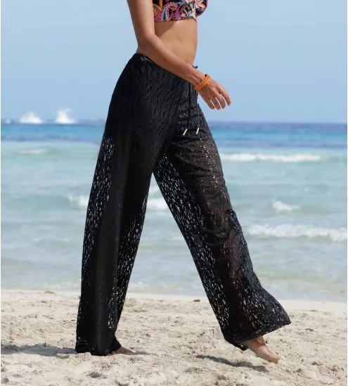 Pantalon en dentelle L'Ondine Noir