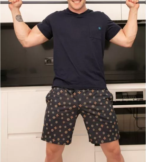 Pyjama court homme Mandala Bleu Marine