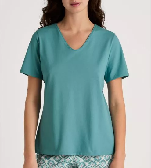 T shirt femme Calida Favourites Botanic Bristol Blue