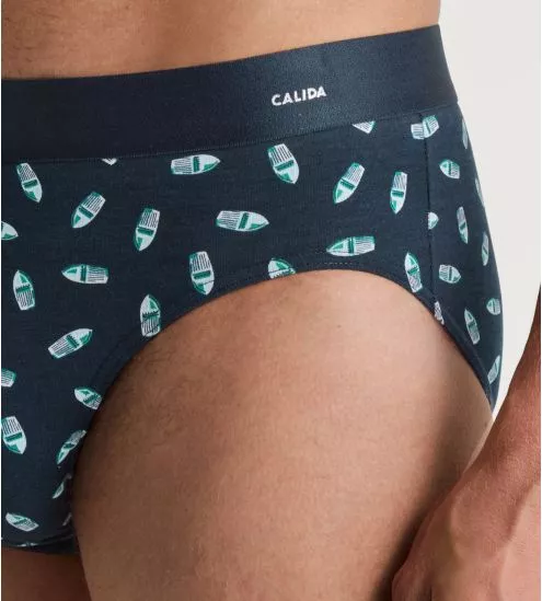 Slip homme Calida Cotton Code Design Pond Green