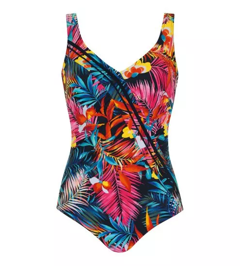 Maillot 1 pièce noir imprimé fleuri