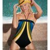 Maillot de bain bustier noir avec bandes colorées