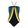 Maillot de bain bustier noir avec bandes colorées