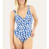 Maillot de bain fleuri une pièce Noumea Bleu