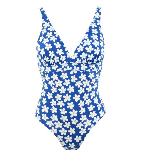 Maillot de bain fleuri une pièce Noumea Bleu