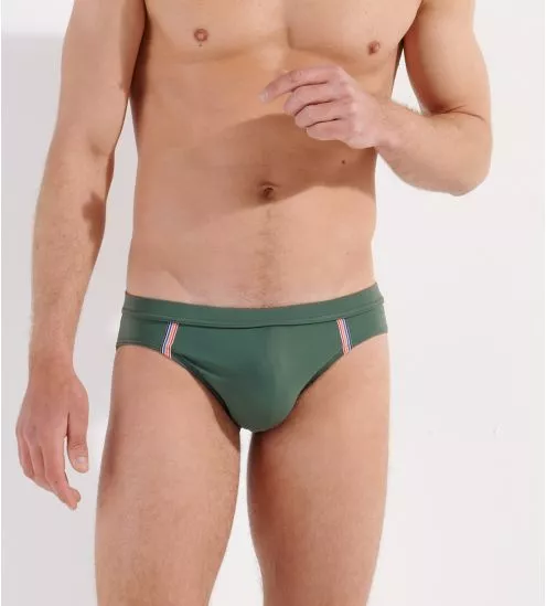 Slip de bain mini uni Nautical Vert Kaki