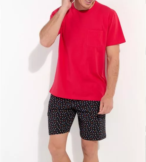 Pyjama court Chali imprimé Noir/Rouge