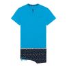 Pyjama court pour homme California imprimé Noir/Bleu