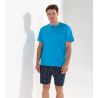 Pyjama court pour homme California imprimé Noir/Bleu
