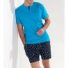 Pyjama court pour homme California imprimé Noir/Bleu