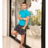 Pyjama court pour homme California imprimé Noir/Bleu
