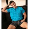 Pyjama court pour homme California imprimé Noir/Bleu