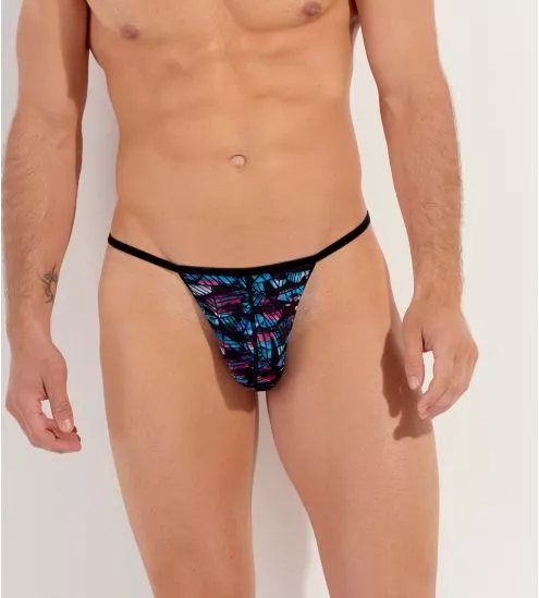 String homme imprimé Rock Noir