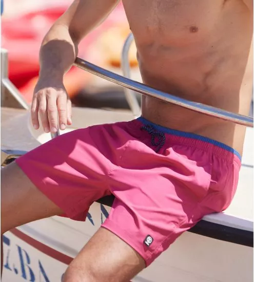 Short de bain uni Rose