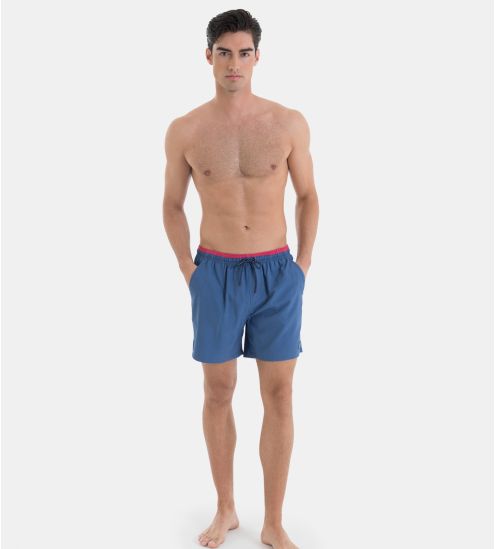 Short de bain uni Bleu Denim
