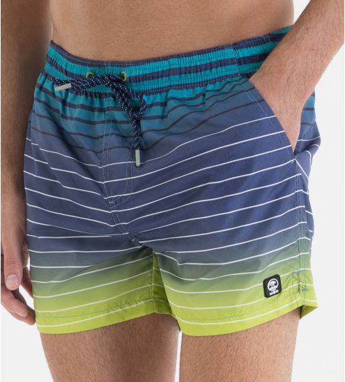 Short de bain à rayures bleu/vert