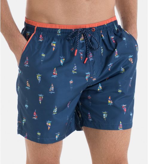 Short de bain imprimé voilier Bleu