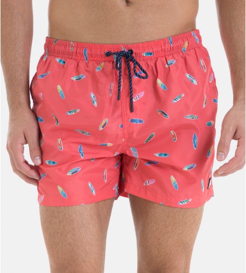 Short de bain imprimé surf Corail