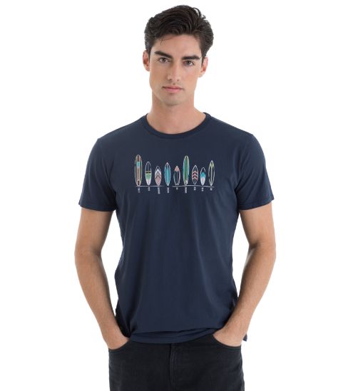 T shirt homme col rond Bleu