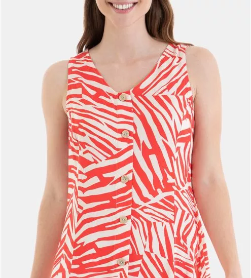Robe boutonnée sans manches Orange