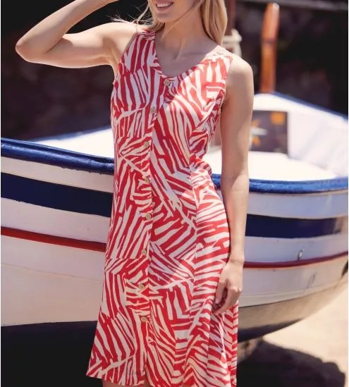Robe boutonnée sans manches Orange