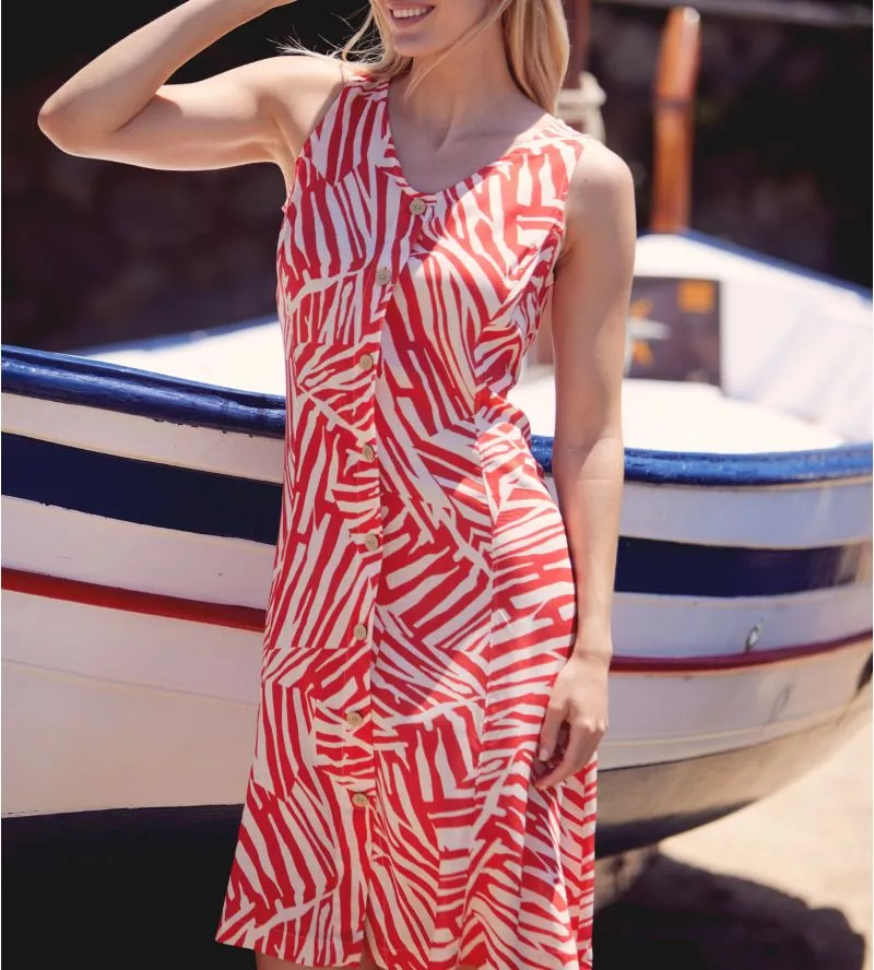 Robe boutonnée sans manches Orange