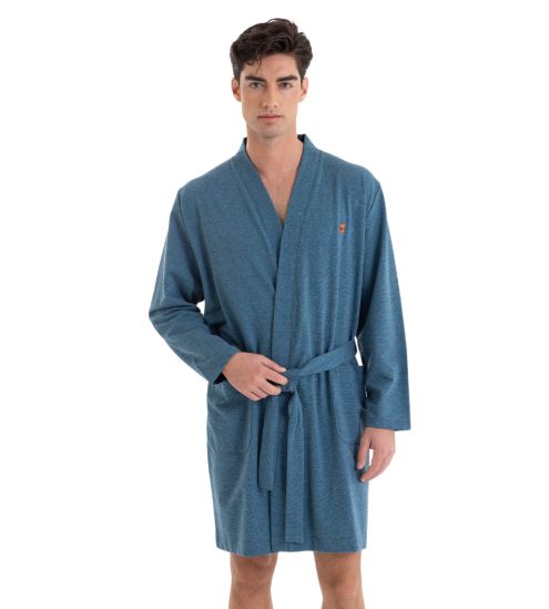 Robe de chambre croisée pour homme Bleu