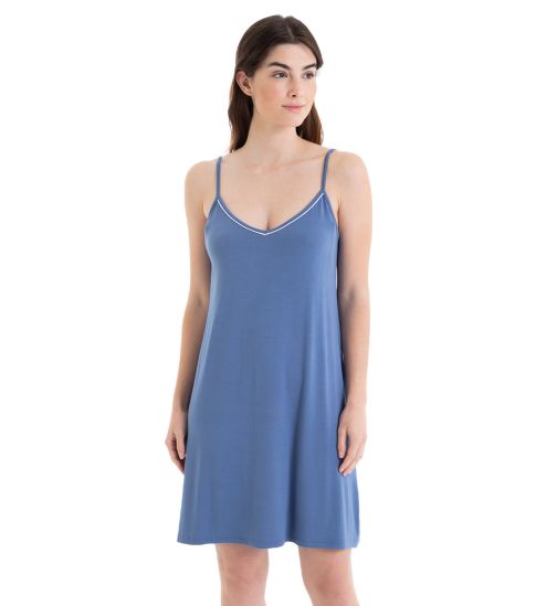 Liquette à bretelles fines unie Bleu