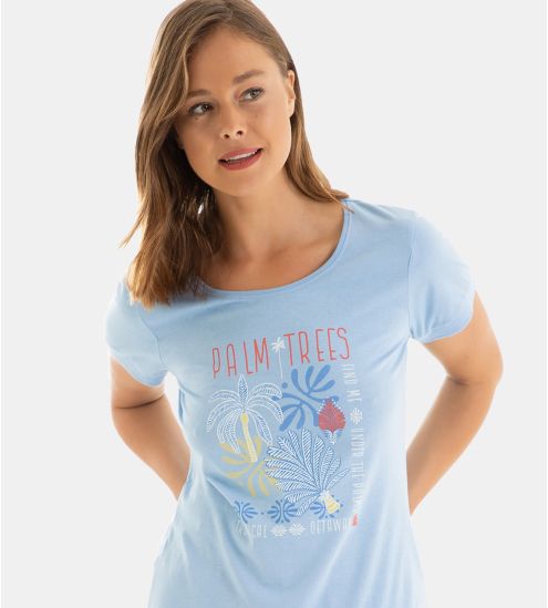 Pyjama corsaire manches courtes Bleu