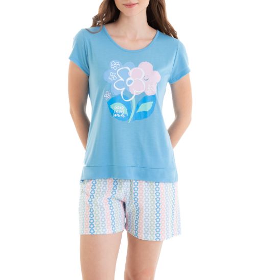 Pyjama court femme Bleu Ciel