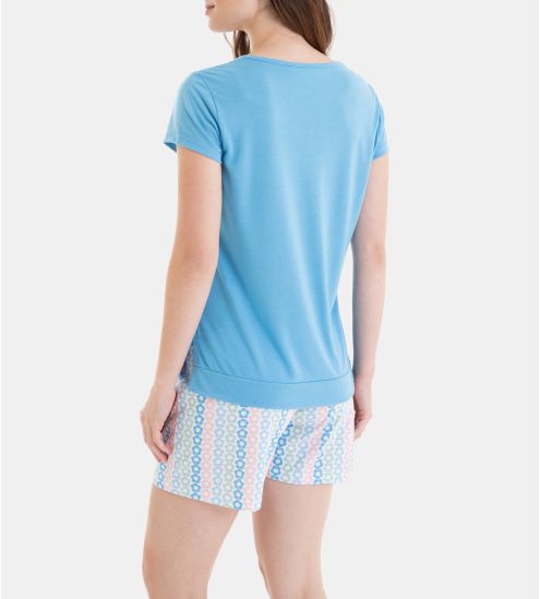 Pyjama court femme Bleu Ciel
