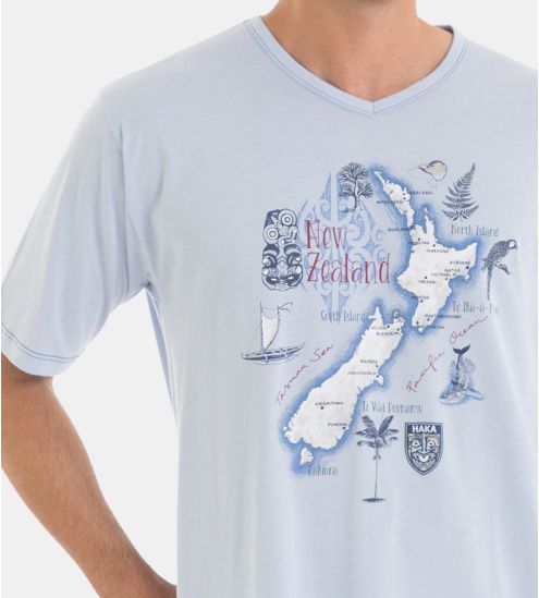 Pyjama court homme Bleu Clair/Gris