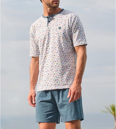 Pyjama court homme Gris Chiné