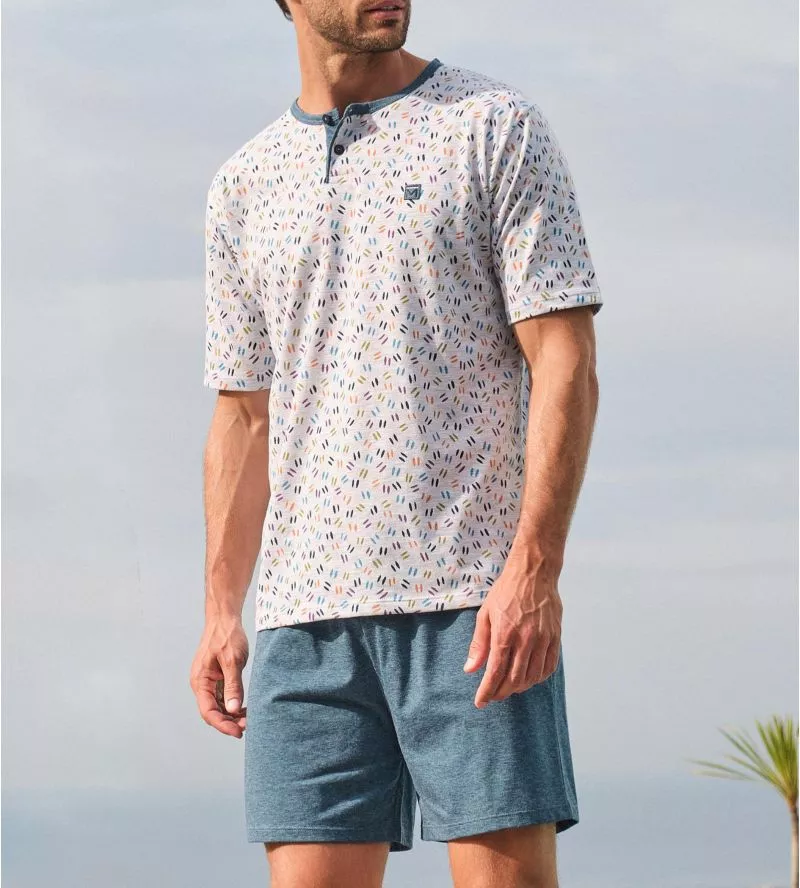 Pyjama court homme Gris Chiné