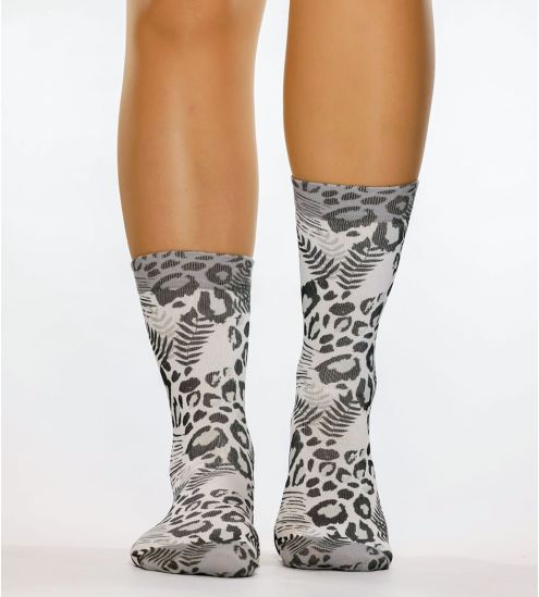 Schwarze Leo-Frauensocken