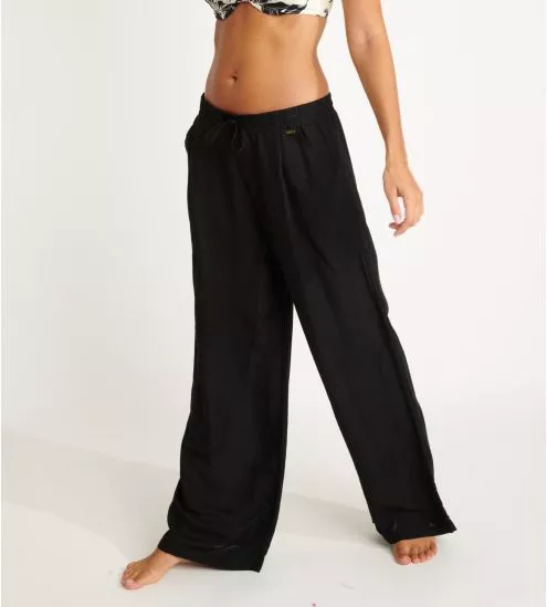 Pantalon en lin noir et viscose ALYA ALAGOA