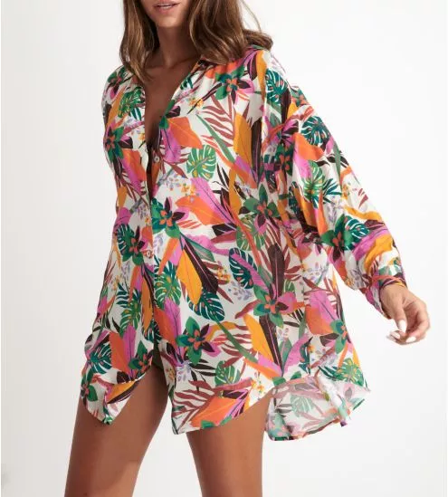 Chemise de plage en viscose AMANDINE CANTEVOIL écru