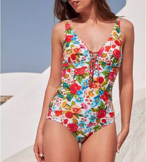 Maillot de bain 1 pièce coupé sous poitrine DONATELLA Blanc