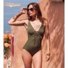 Maillot de bain 1 pièce coupé sous poitrine ALLURE Kaki