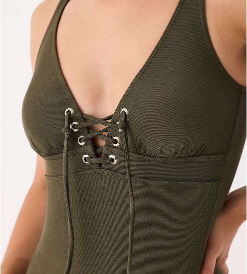 Maillot de bain 1 pièce coupé sous poitrine ALLURE Kaki