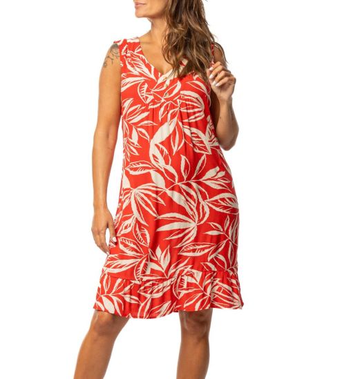 Robe sans manches en crepon Brique
