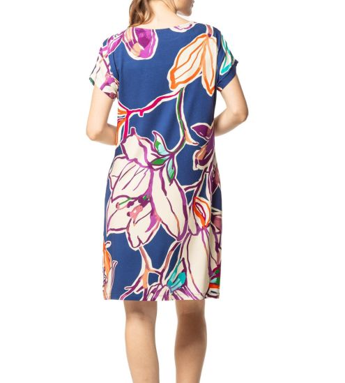 Blaues kurzärmeliges Kleid