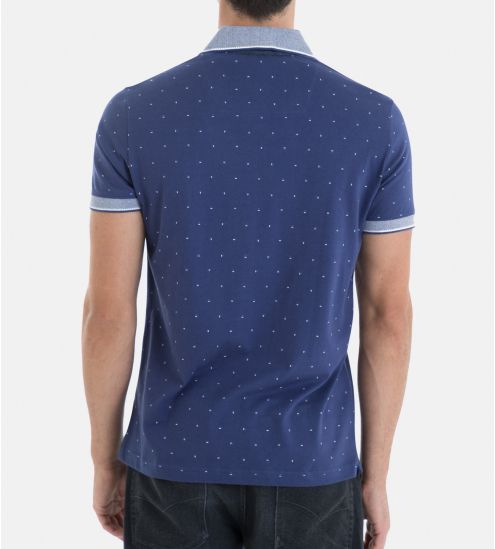 T shirt polo bleu marine homme manches courtes