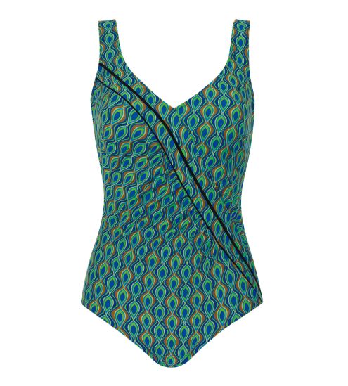 Maillot de bain une pièce imprimé Paon Bleu Turquoise