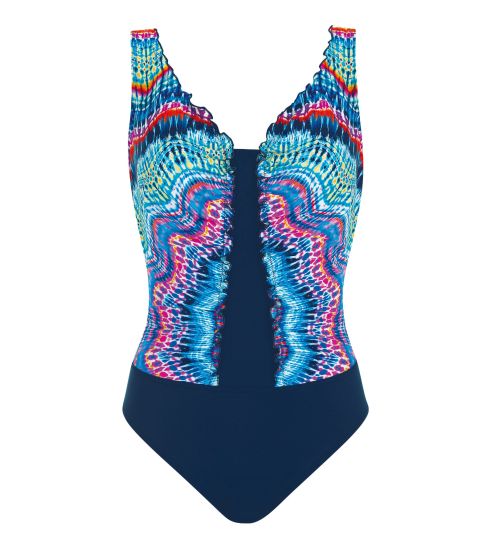 Maillot de bain une pièce froncé Bleu Multicolore