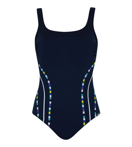 Maillot de bain bleu une pièce pour prothèses avec bretelles réglables