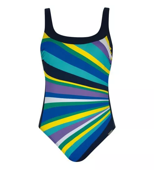 Maillot de bain une pièce nageur avec rayures multicolores
