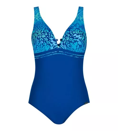 Maillot de bain 1 pièce coupé sous poitrine Bleu