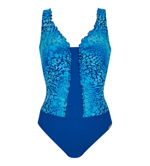 Maillot de bain 1 pièce avec fronce Bleu
