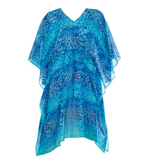 Tunique Poncho de plage imprimé Bleu